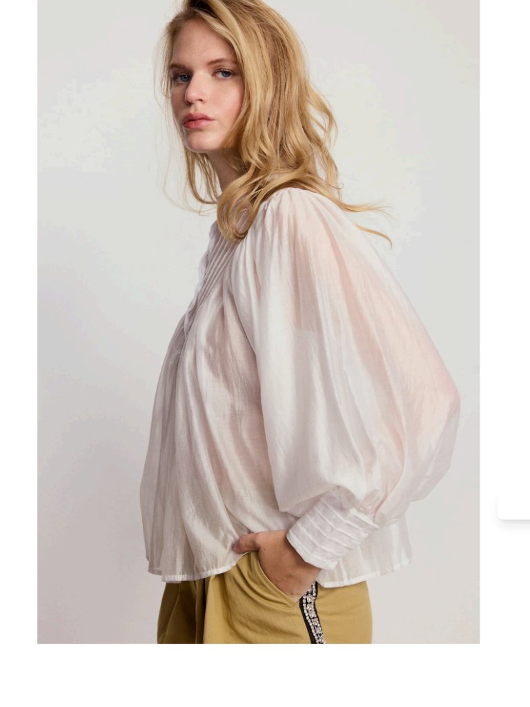 The Shirt By Rochelle Behrens The Shiv Peasant Ruffled Shirt White Sz Xs — image 6 of 8